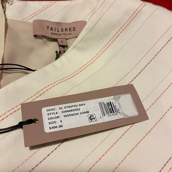 Tailored By Rebecca Taylor Stripe Print Sleeveless Dress Snow Combo Size… - Picture 4 of 8